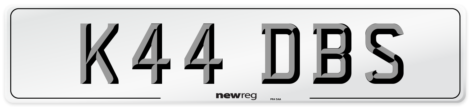K44 DBS Number Plate from New Reg